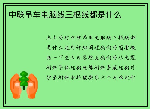 中联吊车电脑线三根线都是什么