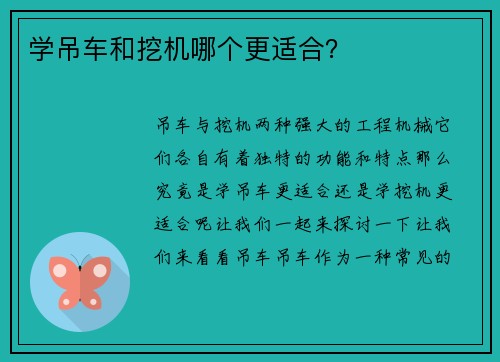 学吊车和挖机哪个更适合？